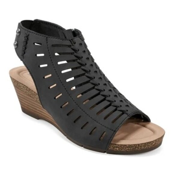 Earth Women's Hana Round Toe Laser Cut Dress Sandals - Black - Picture 1 of 6